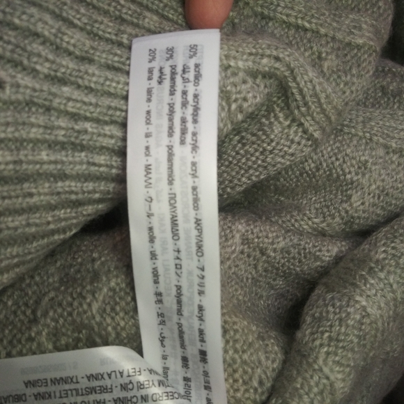 Zara Gray Cable Rhinestone Studded, Distressed Wool Blend Sweater - Picture 7 of 10